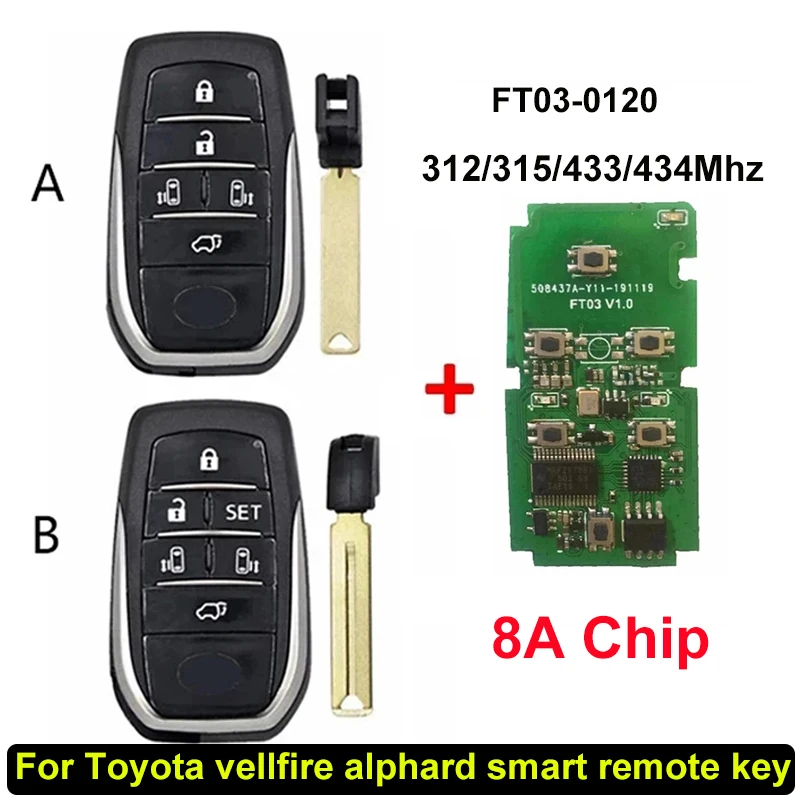 CN007271 Lonsdor ft03 FT03-0120 312/315/433mhz Smart Key Pcb for Toyota Alphard Vellfire 8A Chip Smart Remote Key Board 0120A
CN007271 Lonsdor ft03 FT03-0120 312/315/433mhz Smart Key Pcb for Toyota Alphard Vellfire 8A Chip Smart Remote Key Board 0120A
