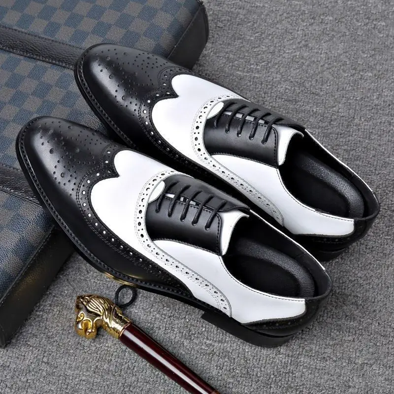 Leather shoes men's large size color matching formal dress British Brock carved pointed toe business men's shoes lace-up men's l
Leather shoes men's large size color matching formal dress British Brock carved pointed toe business men's shoes lace-up men's l