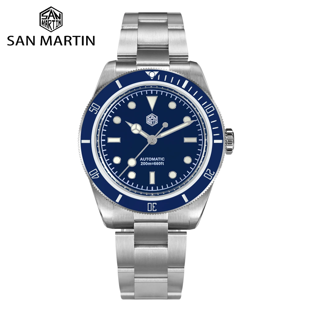 

San Martin 38mm Sports Men 6200 Diver Watch New Upgrade SN0004 NH35 Automatic Mechanical Fly Clasp Steel Watches 20Bar Luminous