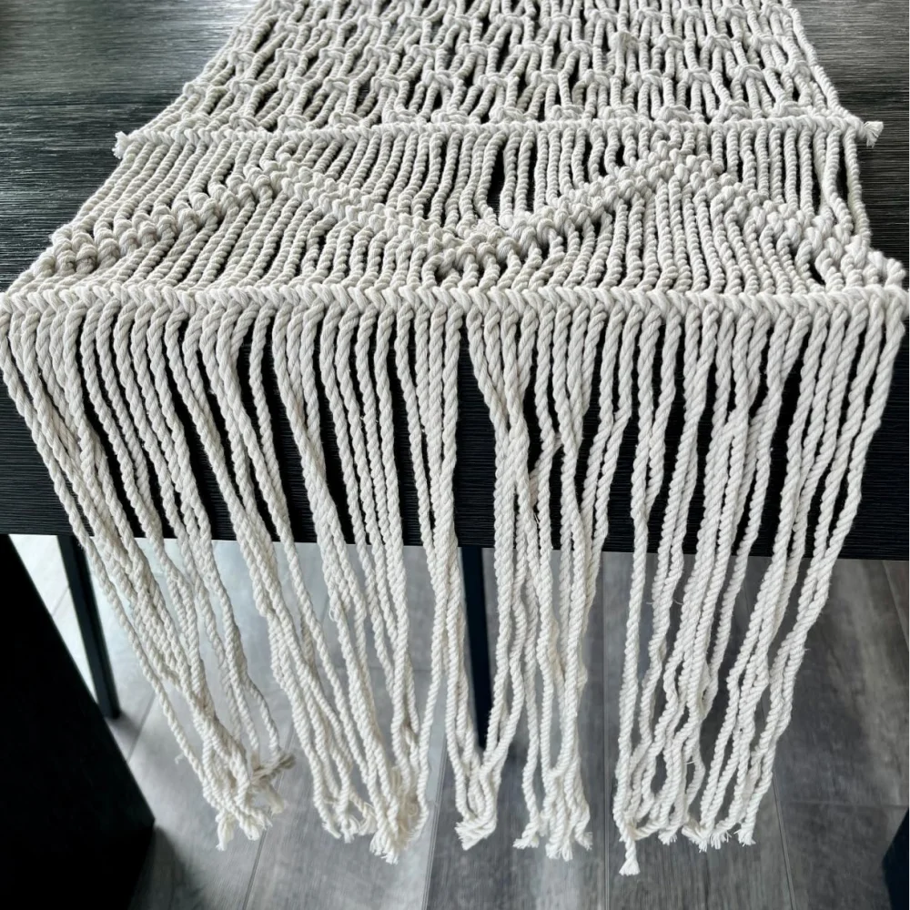 Handwoven Macrame Table Runner - Boho Wedding & Holiday Decor 6 A93976e897ff5464c9dd4ebdd9dddf198a