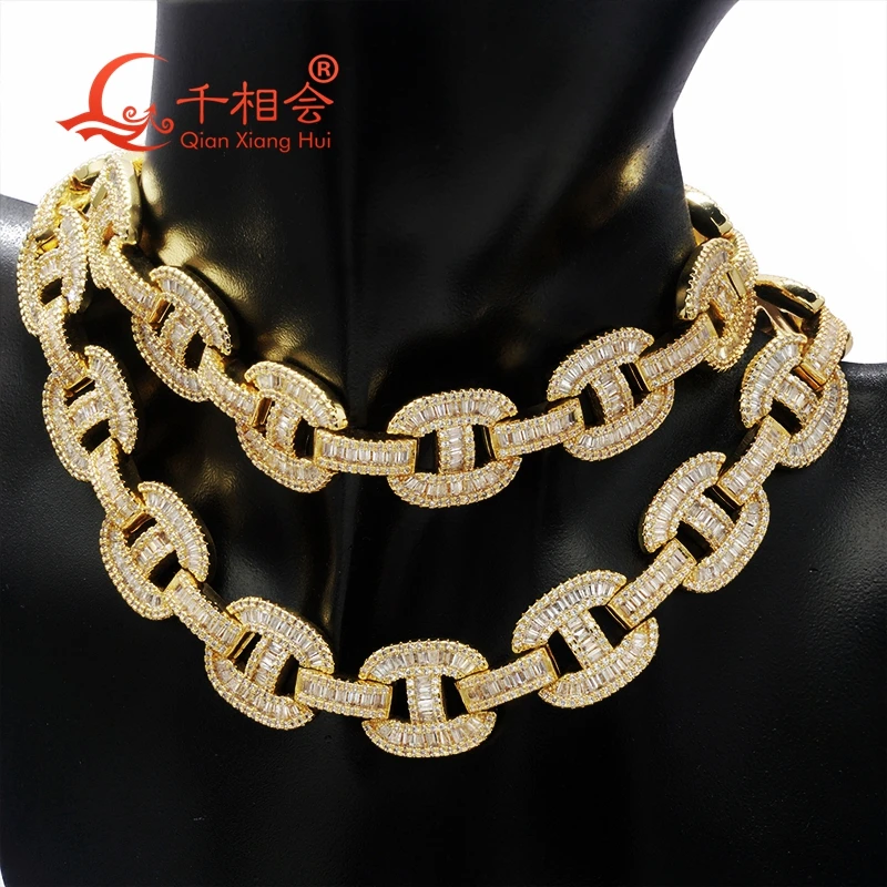 Necklace 15mm Silver 925 baguette pig nose Cuban Link Iced Out Hip Hop D VVS Moissanite Link Chain Jewelry Women Men Gifts
Necklace 15mm Silver 925 baguette pig nose Cuban Link Iced Out Hip Hop D VVS Moissanite Link Chain Jewelry Women Men Gifts