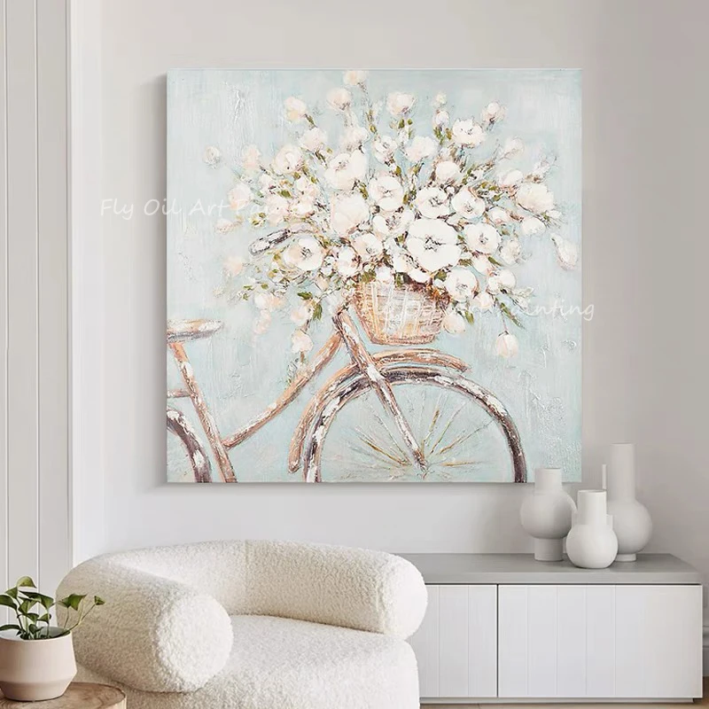 100% Handmade white flower on bike beautiful simple landscape picture Oil Painting On Canvas home decoration
100% Handmade white flower on bike beautiful simple landscape picture Oil Painting On Canvas home decoration