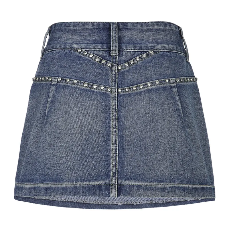 Shop Generic Xingqing y2k Dark Academia Aesthetic Low Waist Denim Skirt