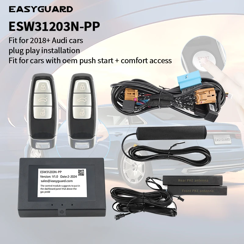 

EASYGUARD Smart Key PKE Keyless Entry System For Audi 18+ A4/A5/A6/A7/A8/Q5/Q7/Q8 Cars with OEM push start & comfort access