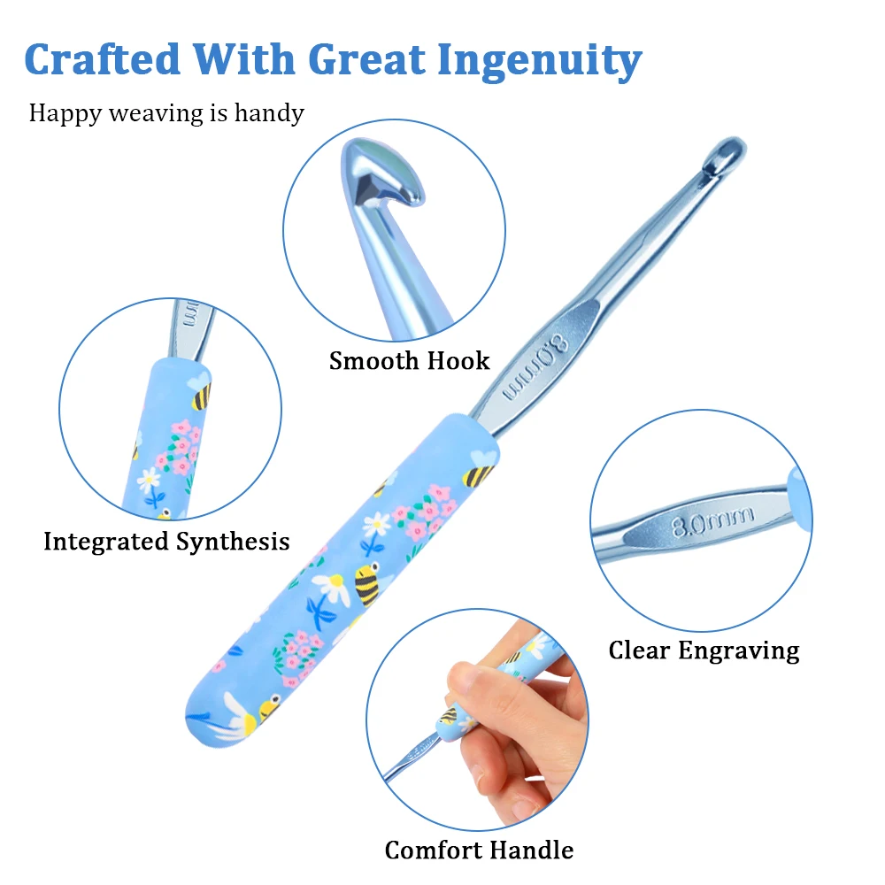 1Pcs/2.0-10.0mm Little Bee Print Crochet Hooks Crochet Needles for Beginners and Knitting Crocheting Yarn DIY Crafts Supplies 1Pcs/2.0-10.0mm Little Bee Print Crochet Hooks Crochet Needles for Beginners and Knitting Crocheting Yarn DIY Crafts Supplies