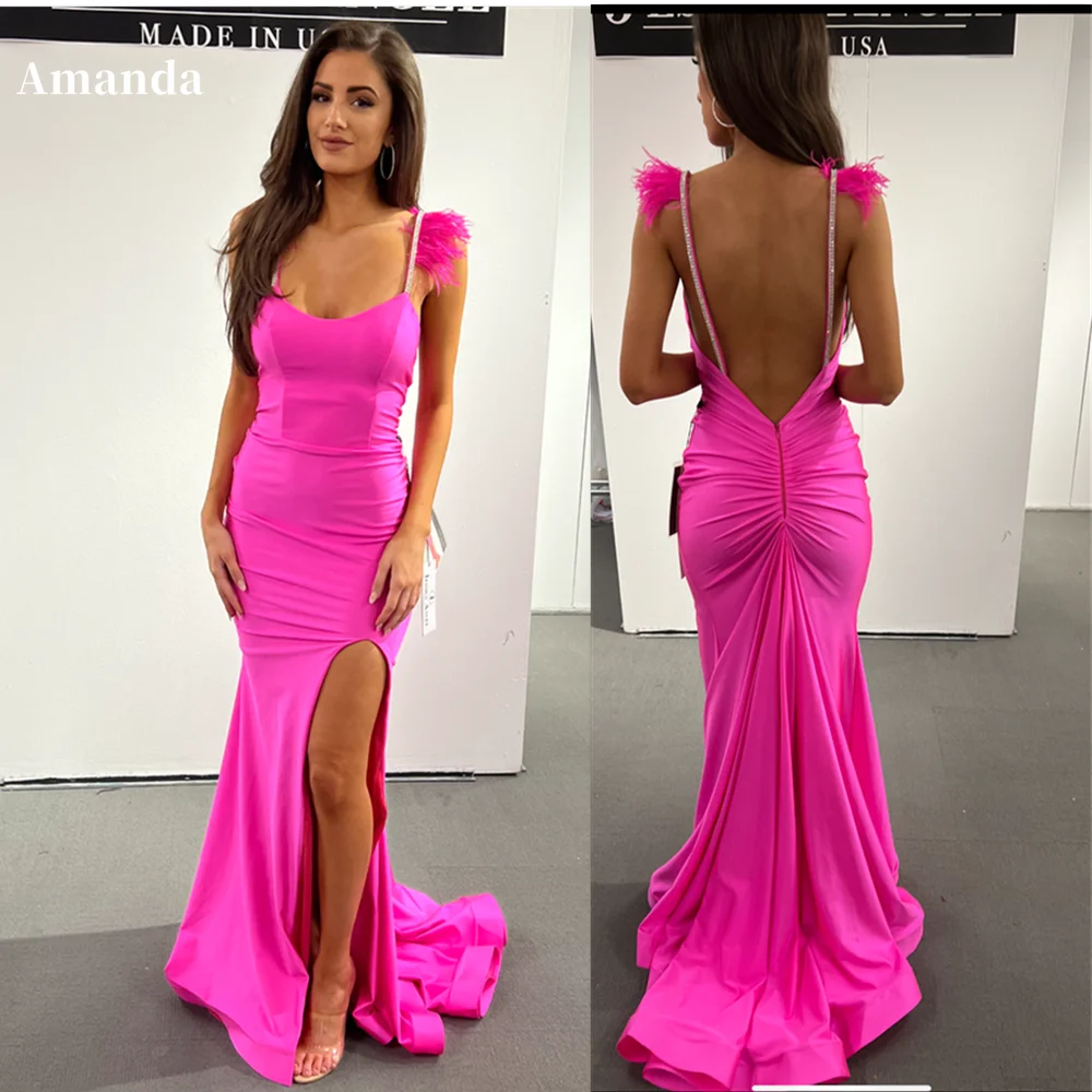 Amanda Arabic Dubai فستان سهرة Rose Pink Shoulder Strap Prom Dress Feather Shoulder Party Dress Sexy Open Back Evening Dress
Amanda Arabic Dubai فستان سهرة Rose Pink Shoulder Strap Prom Dress Feather Shoulder Party Dress Sexy Open Back Evening Dress