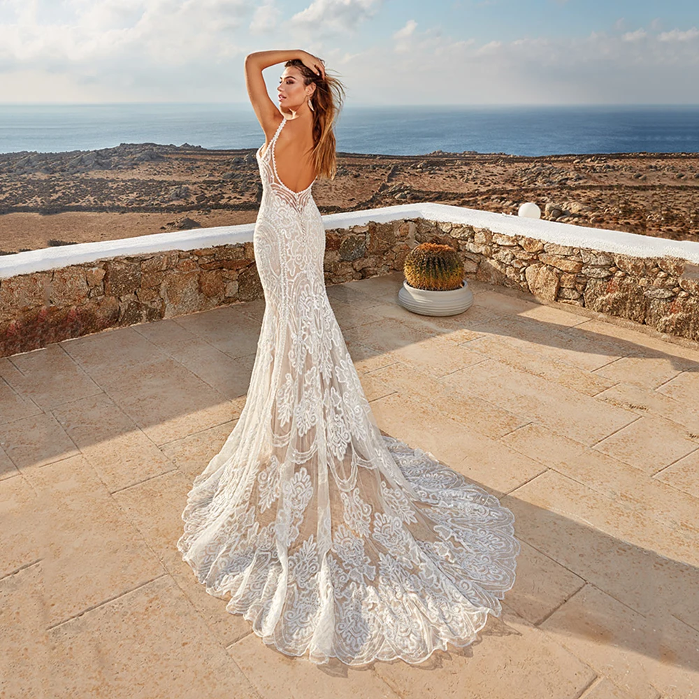 Sexy Lace Mermiad Wedding Dresses Boho Bride Gowns Tank V-Neck Formal Dress Backless Vestidos De Novia
Sexy Lace Mermiad Wedding Dresses Boho Bride Gowns Tank V-Neck Formal Dress Backless Vestidos De Novia