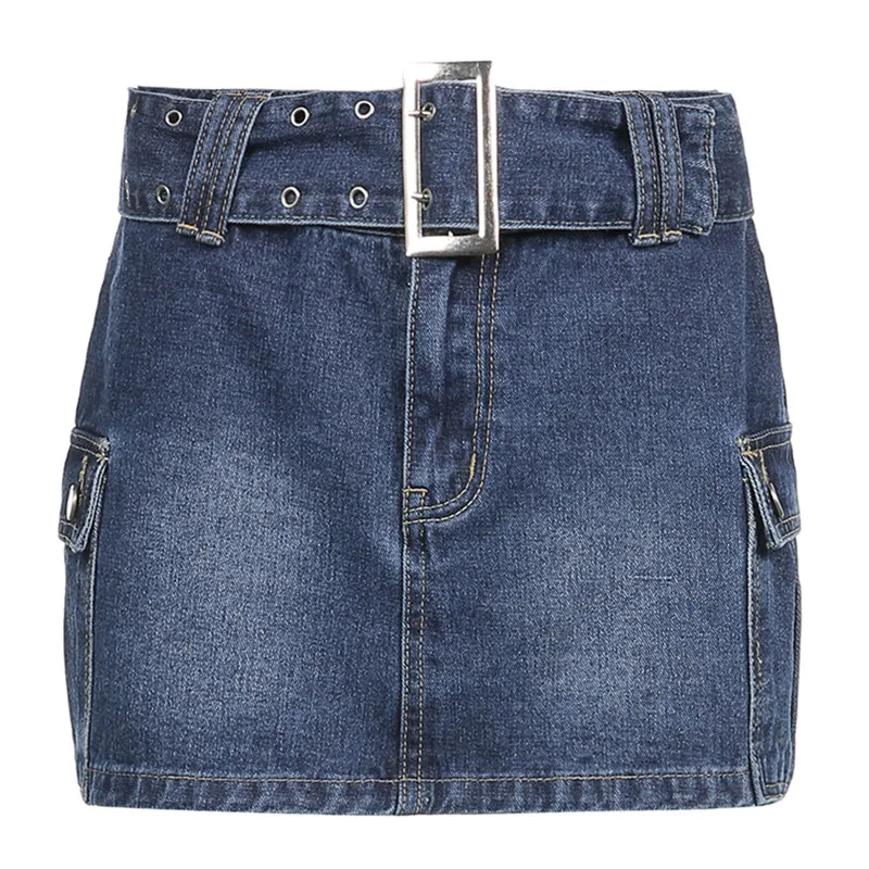 Generic Xingqing Y2k Dark Academia Aesthetic Low Waist Denim Skirt Star