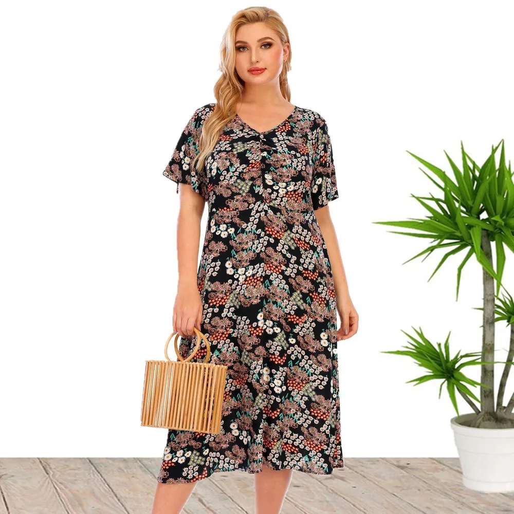 2022 New Arrival Plus Size Short Sleeve Summer Casual Dresses For women Wholesale China
2022 New Arrival Plus Size Short Sleeve Summer Casual Dresses For women Wholesale China