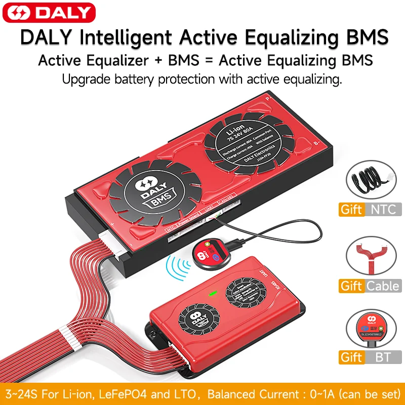 

Daly Smart BMS Smart Active Balance Current 1A LiFePo4 4S 30A 40A 60A 80A 100A 120A 150A 200A 250A 300A 400A 500A Battery
