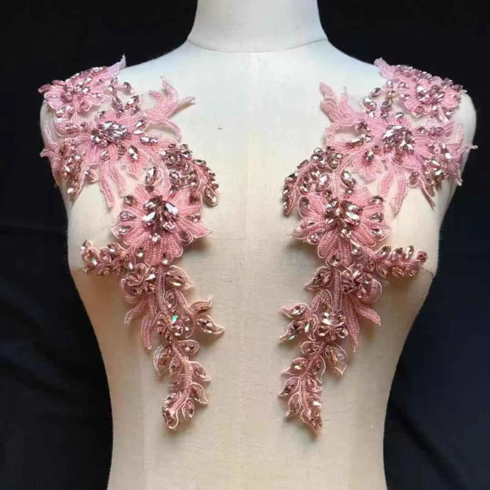Rhinestone Applique Pink Bridal Bodice Beaded Lace Applique, Gold Crystal Shoulder Straps Sash Headpiece Appliques
Rhinestone Applique Pink Bridal Bodice Beaded Lace Applique, Gold Crystal Shoulder Straps Sash Headpiece Appliques
