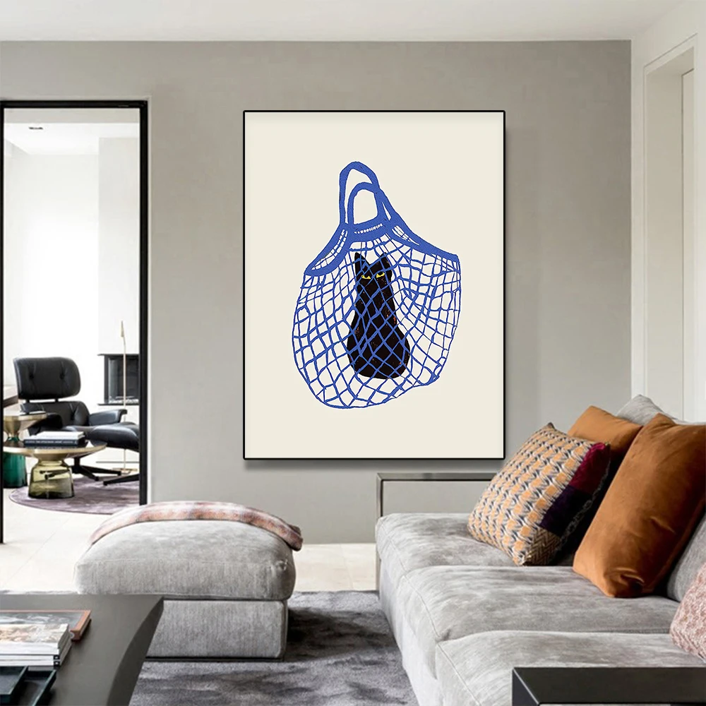 Vintage Art Black Cat Posters Canvas Blue Mesh Bag Printing For Bedroom And Living Room Corridor Wall Decoration Paintings Gifts
Vintage Art Black Cat Posters Canvas Blue Mesh Bag Printing For Bedroom And Living Room Corridor Wall Decoration Paintings Gifts