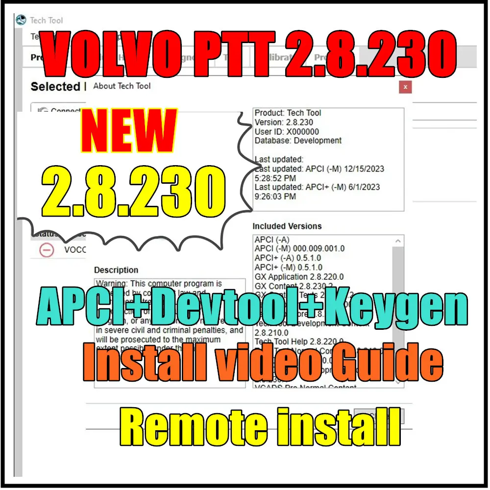 2024 Premium Tech Tool 2.8.230 (PTT 2.8 / VCADS)(REAL Development) Product History for volvo with developer tool
2024 Premium Tech Tool 2.8.230 (PTT 2.8 / VCADS)(REAL Development) Product History for volvo with developer tool