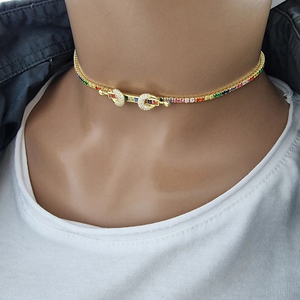 New Trendy Rainbow Women Choker Necklace 925 Sterling Silver Tennis Chokers necklaces For Ladies Bridal Luxury Arabic Turkish Fine Jewelry
New Trendy Rainbow Women Choker Necklace 925 Sterling Silver Tennis Chokers necklaces For Ladies Bridal Luxury Arabic Turkish Fine Jewelry