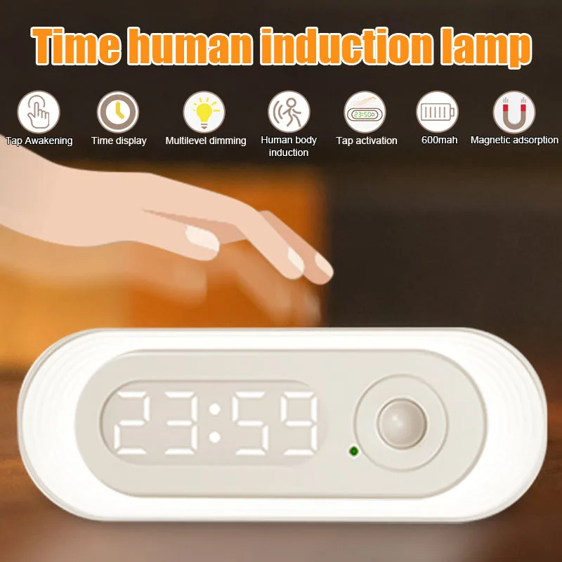 Time Display Human Body Sensing Light Intelligent Night Light Bedroom Charging Household Wardrobe Aisle Feeding Sleep Light
Time Display Human Body Sensing Light Intelligent Night Light Bedroom Charging Household Wardrobe Aisle Feeding Sleep Light