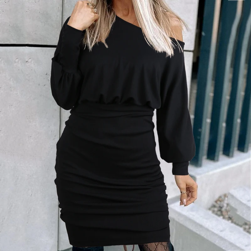 Women's Off Shoulder Sweater Dresses Batwing Long Sleeve Ribbed Tie Waist Mini Bodycon Solid Black Dress Casual 2022 New Fashion
Women's Off Shoulder Sweater Dresses Batwing Long Sleeve Ribbed Tie Waist Mini Bodycon Solid Black Dress Casual 2022 New Fashion