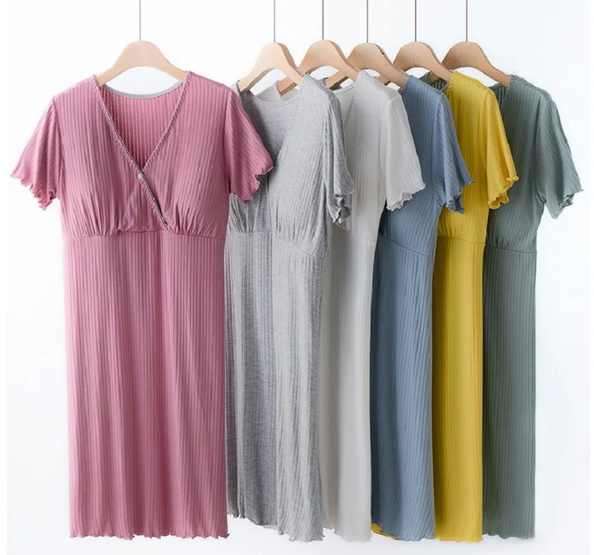 

Maternity Pajamas Nightgown Breastfeeding Dress Nursing Dress Vestido Pregnant Women Short Sleeve Sleepwear Pregnancy Loungewear