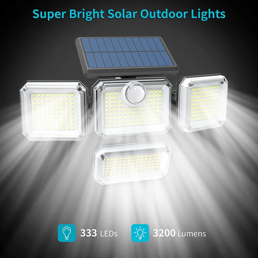 333 LED Solar Lights Outdoor Motion Sensor Wall Lamp Remote Control Spotlight Sunlight Human Body Induction Light for Garden
333 LED Solar Lights Outdoor Motion Sensor Wall Lamp Remote Control Spotlight Sunlight Human Body Induction Light for Garden