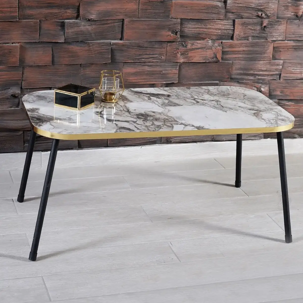 

Modern Center Table Scandinavian Black Metal Foot Gold Rectangle De Monte Medium Coffee Table Tea Coffee Serving Table Living Room