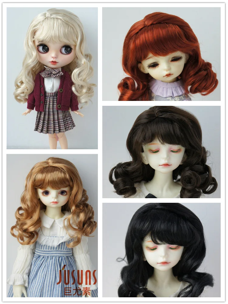 

JD038 1/12 1/8 1/6 1/4 1/3 Pretty Curly BJD Synthetic Mohair Wig For Tiny OB11 YOSD MSD SD Qbaby Blythe Hair Doll Accessories