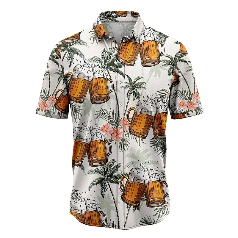

Гавайская рубашка мужская с графическим принтом, Уличная Повседневная сорочка из фольги с короткими рукавами, одежда на пуговицах с принтом в тропическом стиле