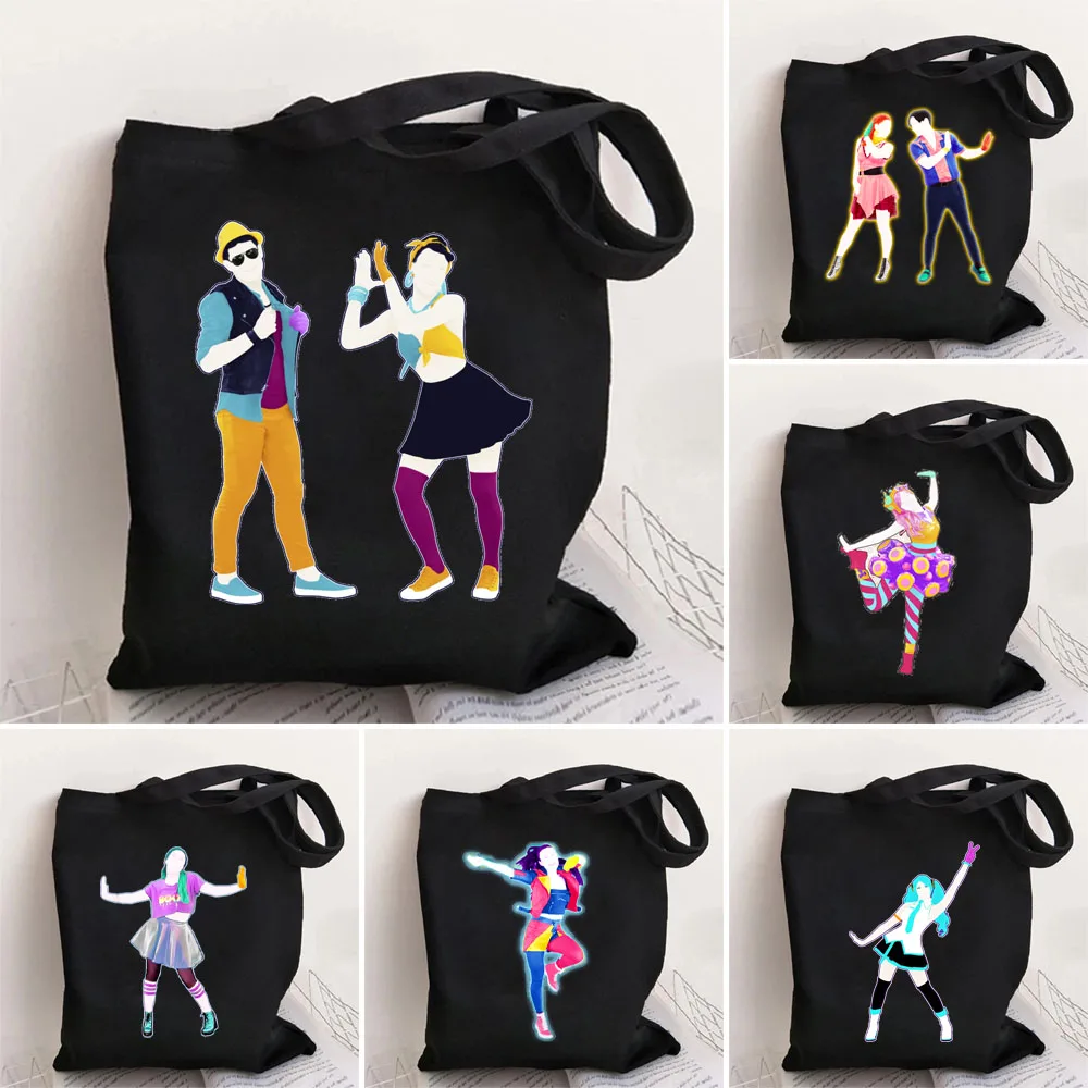 

Черная сумка-тоут для танцев в стиле хип-хоп, цветная Наплечная Женская сумочка для прыжков и танцев, Экологически чистая многоразовая летняя сумка для покупок