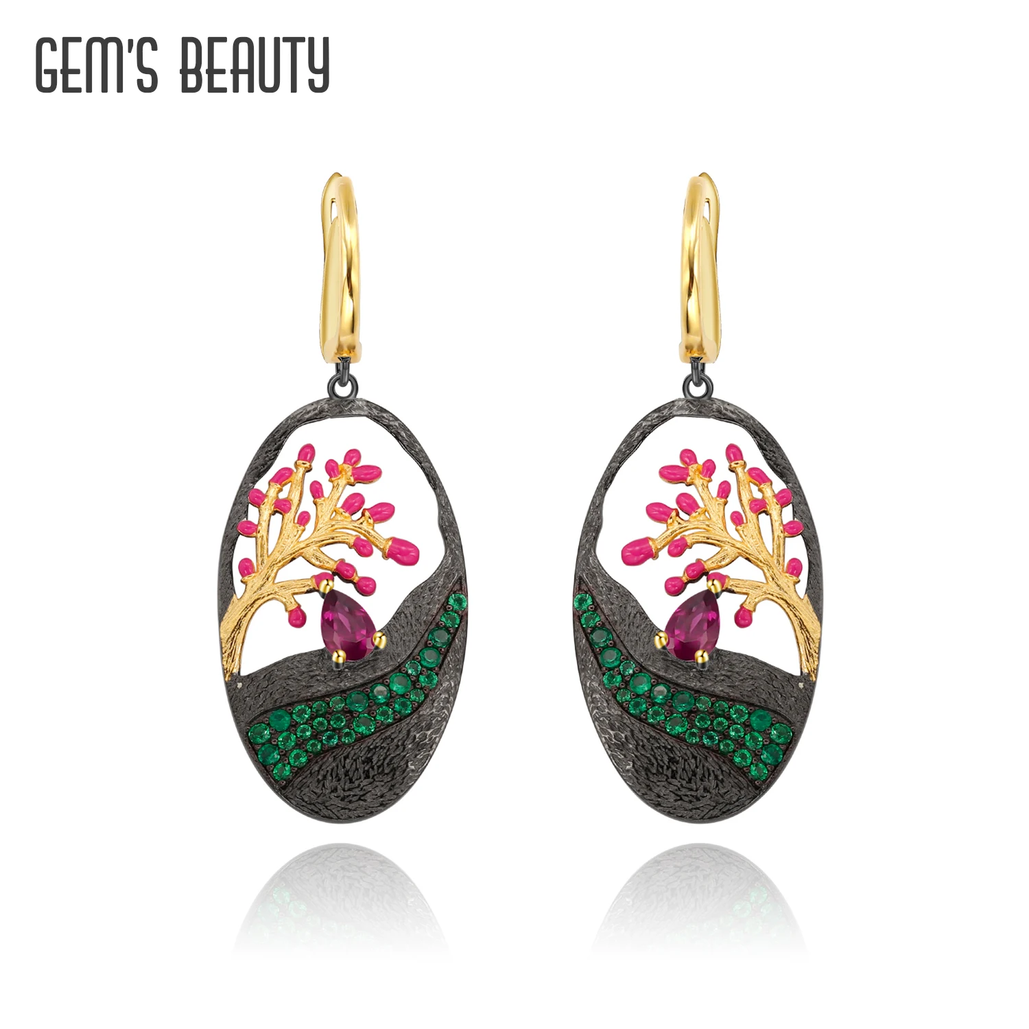 GEM'S BEAUTY 0.56Ct Natural Rhodolite Garnet Earrings 925 Sterling Silver Handmade Enamel Drop Earrings for Women Fine Jewelry
GEM'S BEAUTY 0.56Ct Natural Rhodolite Garnet Earrings 925 Sterling Silver Handmade Enamel Drop Earrings for Women Fine Jewelry