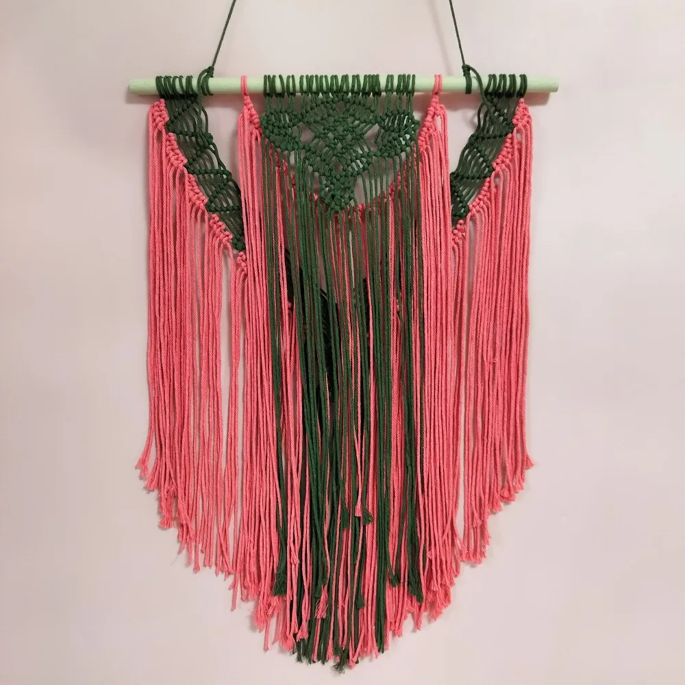 Colorful Macrame Nursery Wall Tapestry - Olive Green & Watermelon Red 9 Ab2fdddbdc28a4967b5912212ce9ed08al