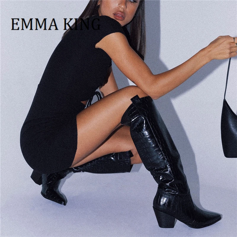 Autumn Winter Women West Cowboy Boots Ladies Chunky Wedge Heels Middle Boots Pointed Toe Slip-On Knee-High Boots Botas De Mujer
Autumn Winter Women West Cowboy Boots Ladies Chunky Wedge Heels Middle Boots Pointed Toe Slip-On Knee-High Boots Botas De Mujer