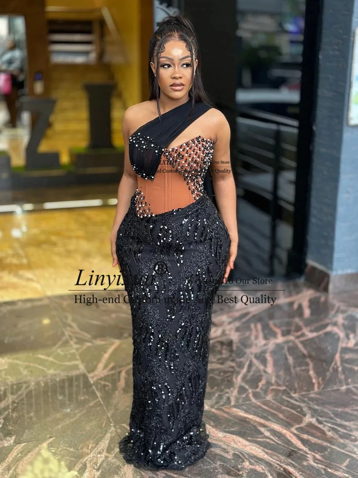 Classic Appliques Asoebi Evening Gowns Sexy Oblique Neck Lace Beaded Mermaid Prom Dresses Sweep Train Formal Occasion Dresses
Classic Appliques Asoebi Evening Gowns Sexy Oblique Neck Lace Beaded Mermaid Prom Dresses Sweep Train Formal Occasion Dresses