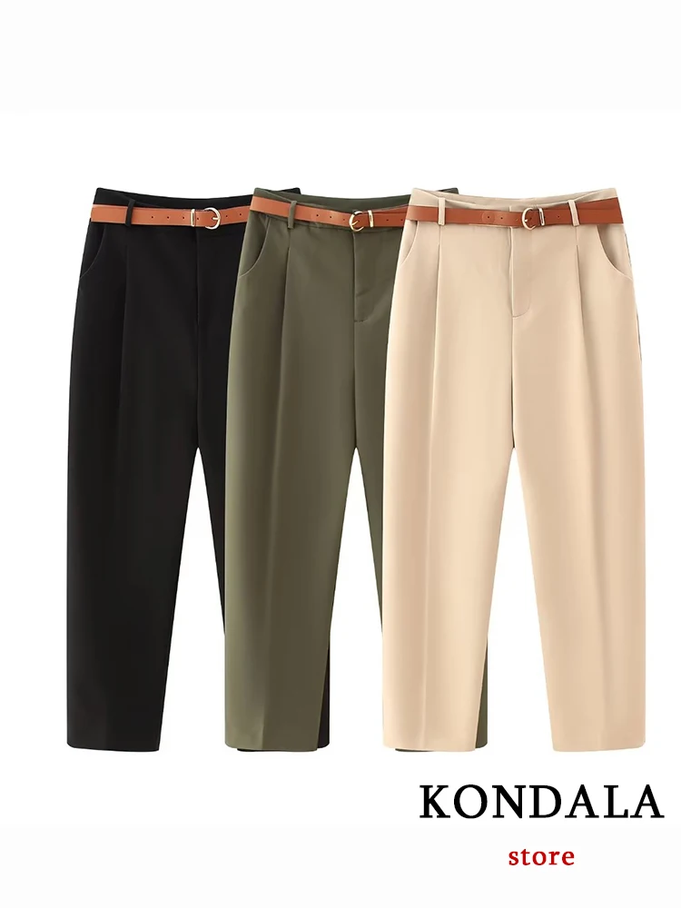 KONDALA New Chic Casual High Waist Trousers Brown Belt Gold Buckle Straight Leg Green 2023 Autumn Vintage Zipper Women Pants
KONDALA New Chic Casual High Waist Trousers Brown Belt Gold Buckle Straight Leg Green 2023 Autumn Vintage Zipper Women Pants