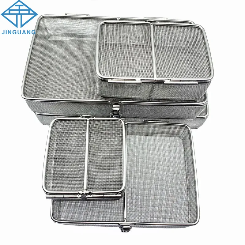 

Sterilization Net Basket Sterilizing Basket with Lid Stainless Steel Surgical Operating Instrument Autoclave Disinfection Box