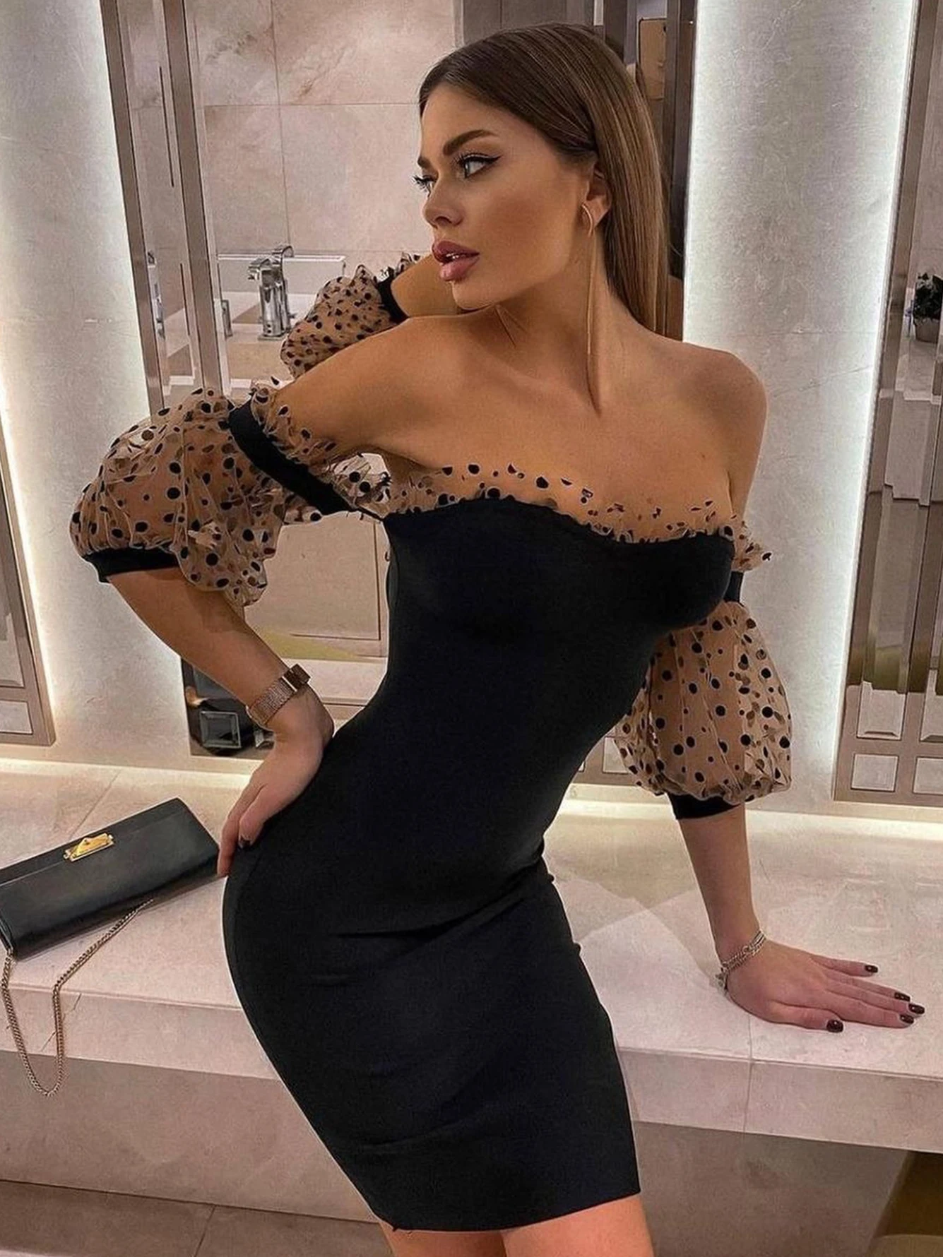 Seamyla Off Shoulder Dress Patchwork Elegant Party Bandage Dress For Women Puff Sleeve Dot Evening Outwear Party Dresses Outfits
Seamyla Off Shoulder Dress Patchwork Elegant Party Bandage Dress For Women Puff Sleeve Dot Evening Outwear Party Dresses Outfits