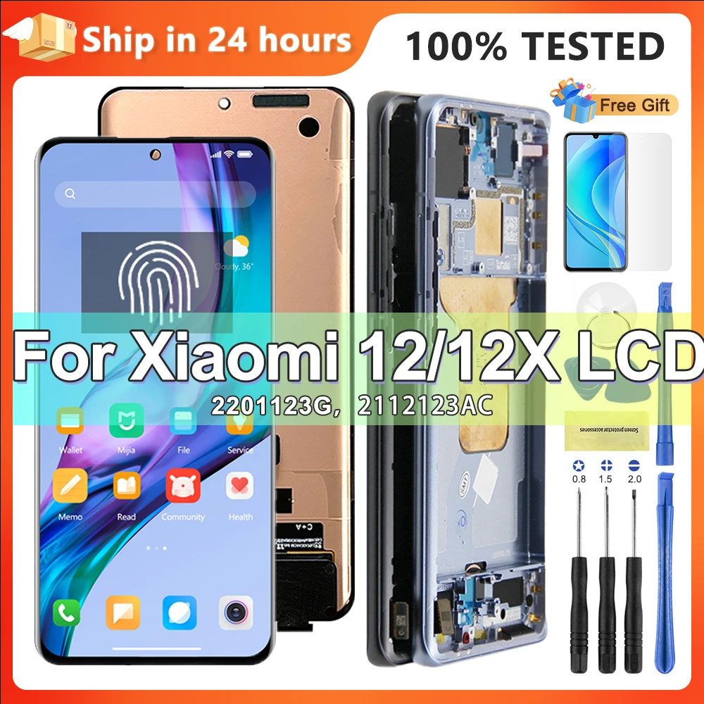 6.28'' Original For Xiaomi Mi 12 LCD Display Panel Touch Screen Digitizer Assembly For Xiaomi 12X Screen Replacement With Frame
6.28'' Original For Xiaomi Mi 12 LCD Display Panel Touch Screen Digitizer Assembly For Xiaomi 12X Screen Replacement With Frame