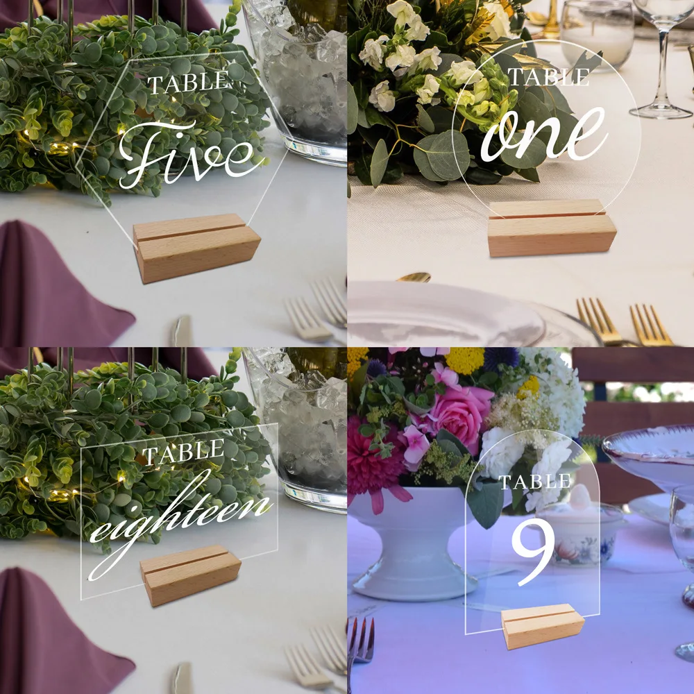 Acrylic Wedding Table Number with Stand, Blank Clear Acrylic Sign Place Card Holder for Wedding Reception Party Table Decoration
Acrylic Wedding Table Number with Stand, Blank Clear Acrylic Sign Place Card Holder for Wedding Reception Party Table Decoration