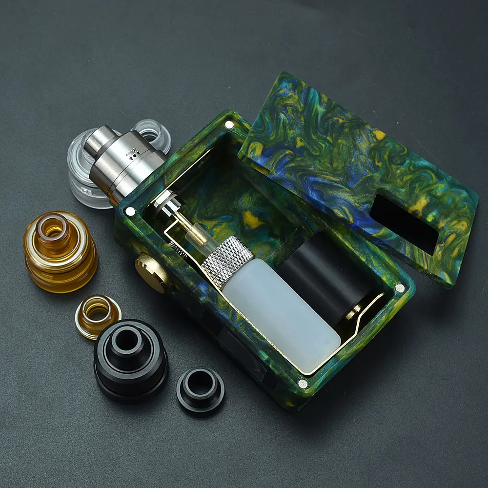 

VBS Iron mod resin Squonk Vape Mechanical Box Mod Nisshoku rda 22MM 316 SS tank fit 18650 / 20700 6.5ml resin material