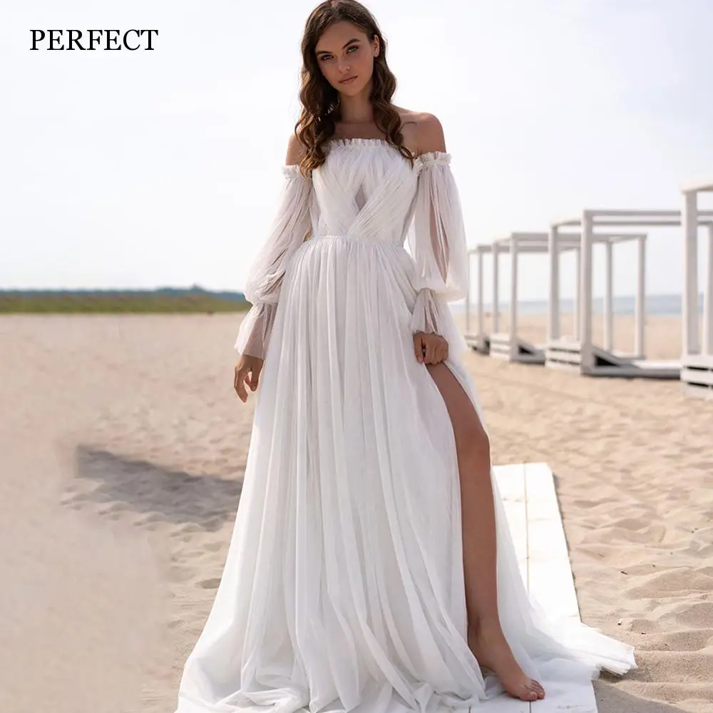 PERFECT Bohemian Strapless Wedding Dresses Detachable Puffy Sleeves Backless Tulle Bridal Gowns Side Split A-Line Summer 2023
PERFECT Bohemian Strapless Wedding Dresses Detachable Puffy Sleeves Backless Tulle Bridal Gowns Side Split A-Line Summer 2023