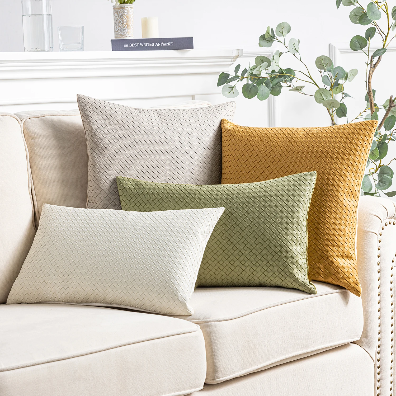 Faux Leather Pillow Covers - Woven Leather Throw Pillows - Modern Outdoor Farmhouse Decorative Pillowcases Couch Pillows 
Faux Leather Pillow Covers - Woven Leather Throw Pillows - Modern Outdoor Farmhouse Decorative Pillowcases Couch Pillows
