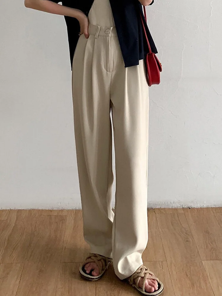 

Women Causal Suit Pants Fashion Y2K Korean Style Office Ladies Wide Leg Trousers Elegant Harajuku Loose High Waist Straight Pant