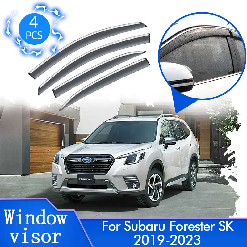 

4pcs Window Visor For Subaru Forester SK 2019 2020 2021 2022 2023 Rain Deflector Guard Awnings Sun Shades Cover Trim Accessories
