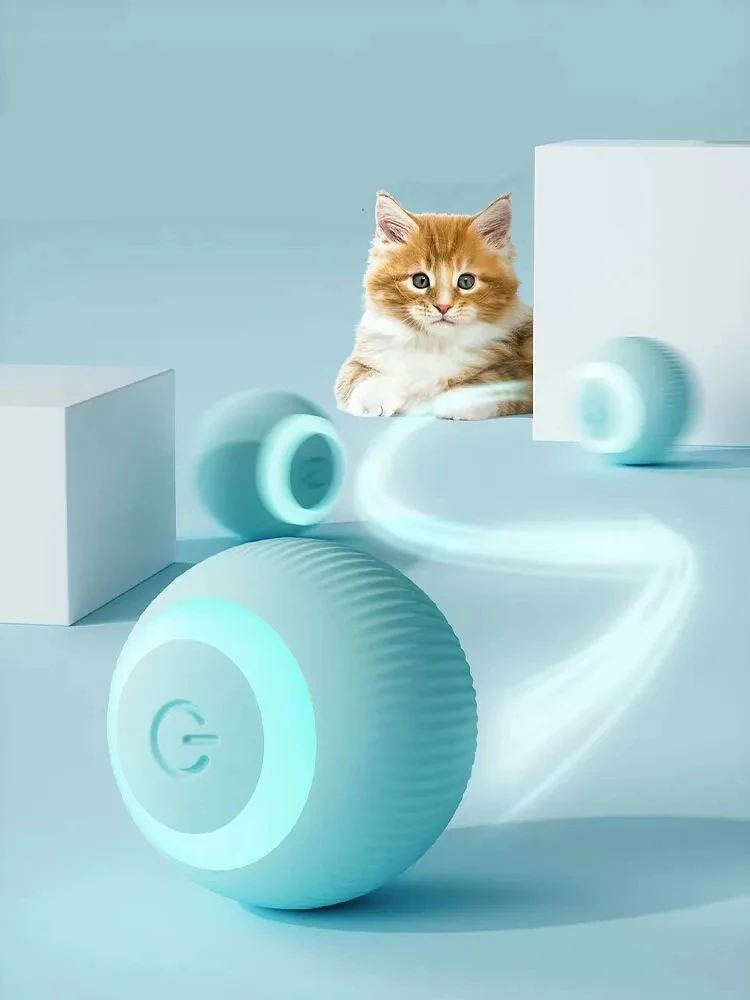 

2pcs Electric Cat Ball Toys Automatic Rolling Smart Toys for Cats Training Self-moving Kitten for Indoor Interactive Playing