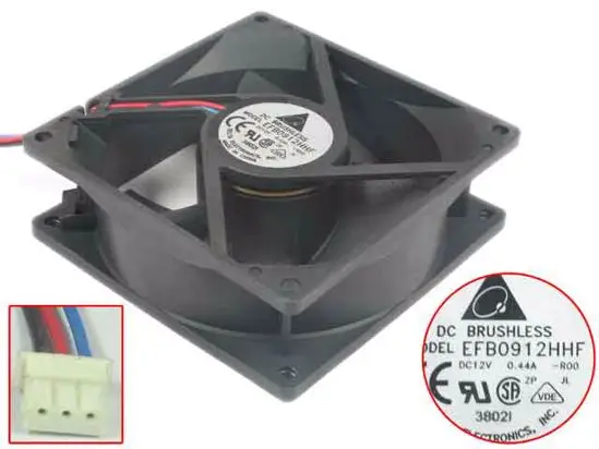 Двухпроводной Вентилятор охлаждения сервера Delta Electronics EFB0912HHF R00 DC 12 В 0.44A 90x90x32 мм
Двухпроводной Вентилятор охлаждения сервера Delta Electronics EFB0912HHF R00 DC 12 В 0.44A 90x90x32 мм