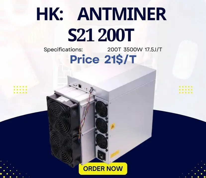 Новинка, Биткоин-Майнер Bitmain Antminer S21 200TH/s 3500 Вт, Биткоин-Майнер Asic с блоком питания
Новинка, Биткоин-Майнер Bitmain Antminer S21 200TH/s 3500 Вт, Биткоин-Майнер Asic с блоком питания