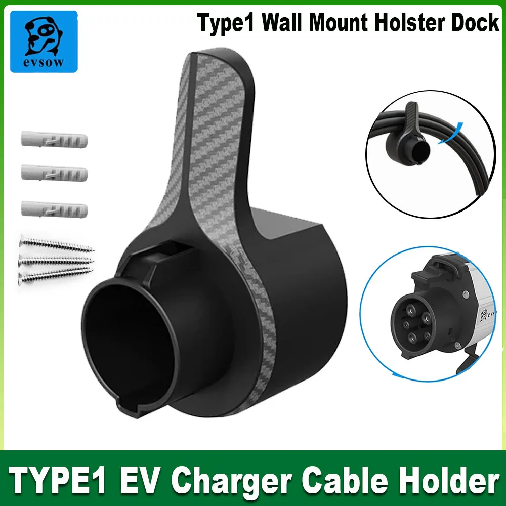 

evsow Type1 EV Charger Holder Wall Mount Holster Dock For Electric Vehicle Charging Cable Holder Holster Dock Type1 J1772 Socket