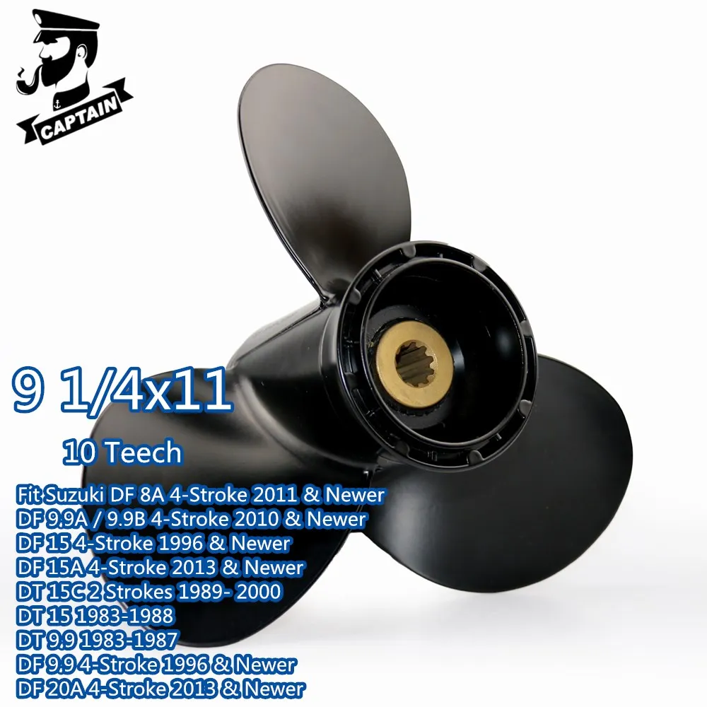 

Captain Propeller Boat 9.25*11 fit Suzuki Outboard Engines DF8A DF9.9A/9.9B DF15A DT15C 10 Tooth Spline 58100-89L70-019