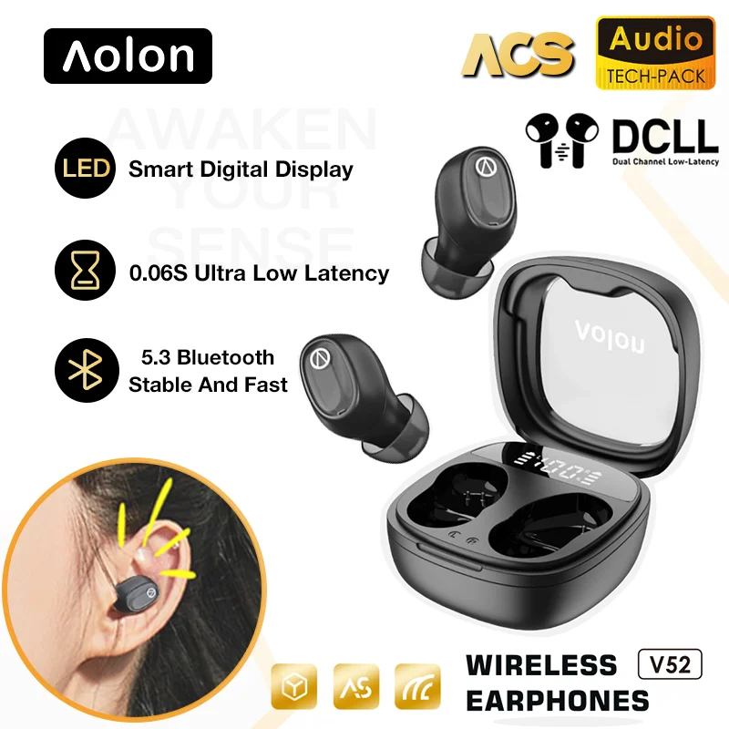 Aolon V52 Wireless Headphones Bluetooth 5.3 Power Display TWS Earphones Mini Earbuds HD Sound Quality Stereo Universal Headset
Aolon V52 Wireless Headphones Bluetooth 5.3 Power Display TWS Earphones Mini Earbuds HD Sound Quality Stereo Universal Headset