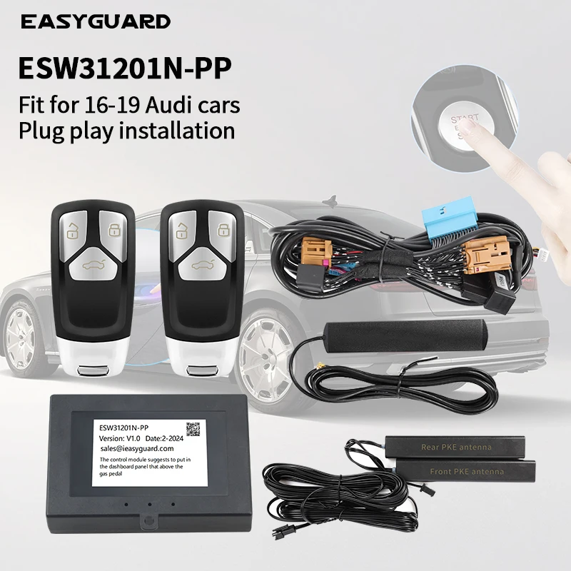 

EASYGUARD Smart Key PKE Keyless Entry System For Audi 16-19 A4/A5/A6/A7/A8/Q5/Q7/Q8 Cars with OEM push start & comfort access