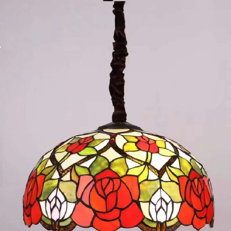 

European-American stained glass in Tiffany bar, bedside, porch, balcony, aisle, restaurant, Japanese chandelier