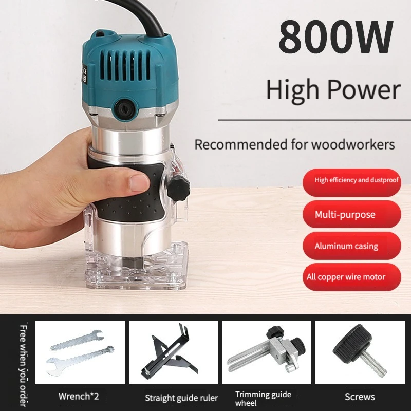 

T 800W Wood Router Electric Trimmer Woodworking Milling Engraving Slotting Trimming Machine Laminate Trimmer Tupia Power Tools