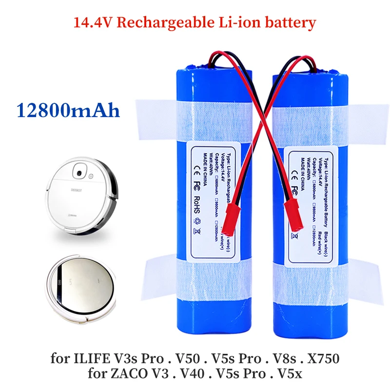 14.4V 12800mAh Battery for ILIFE V5 V5s V50 V3 DF45 DF43 Plus V3s Pro V5s Pro Robot Vacuum Cleaner 18650 Lithium Battery Pack
14.4V 12800mAh Battery for ILIFE V5 V5s V50 V3 DF45 DF43 Plus V3s Pro V5s Pro Robot Vacuum Cleaner 18650 Lithium Battery Pack